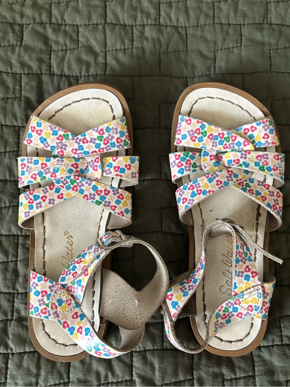Salt Water Floral White Multi Strappy Kids Sandals